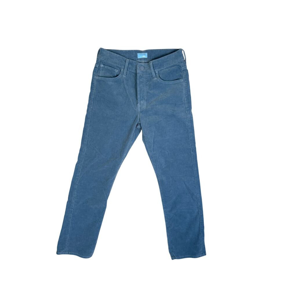 MOTHER Jeans Corduroy Lil Mid Rise Slim Straight Hiker Hover Blue 27